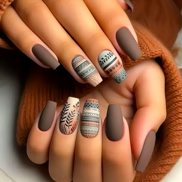 Floral Art Acrylic Nail Set Bowlift