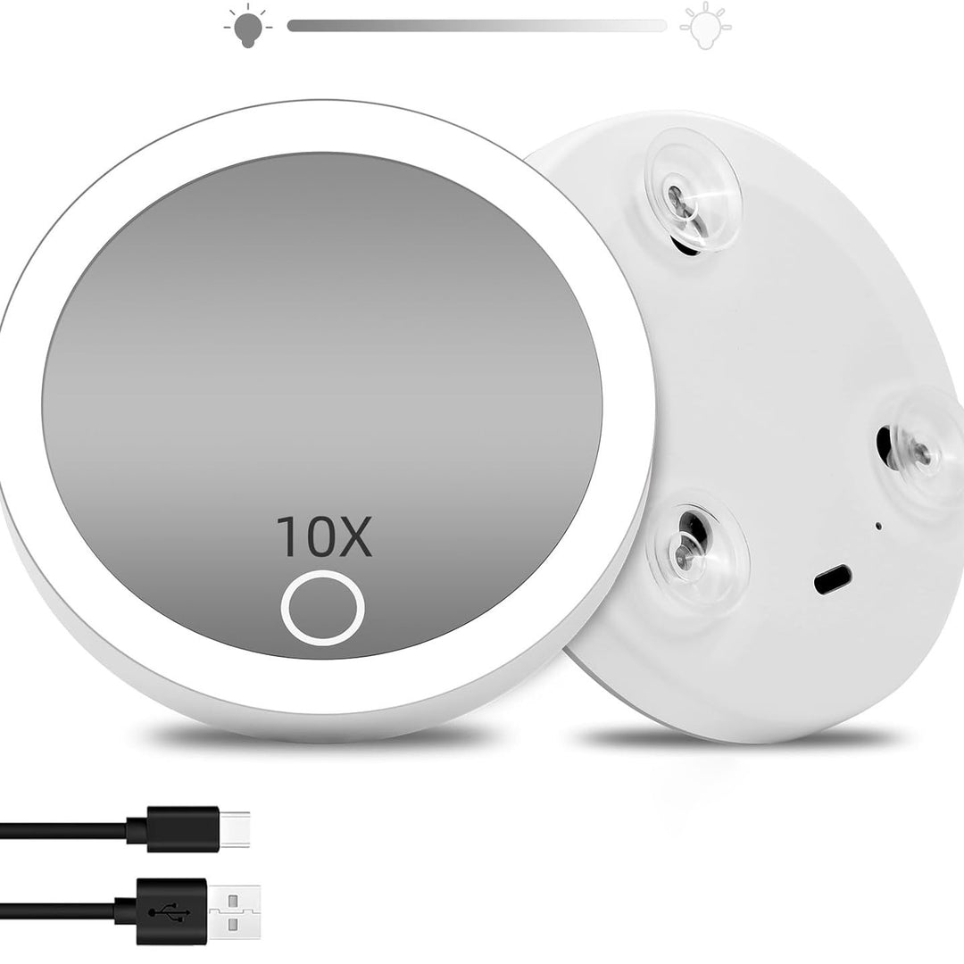 TenX LED Suction Magnifying Makeup Mirror with Touch Sensor USB Rechargeable Portable Bowlift