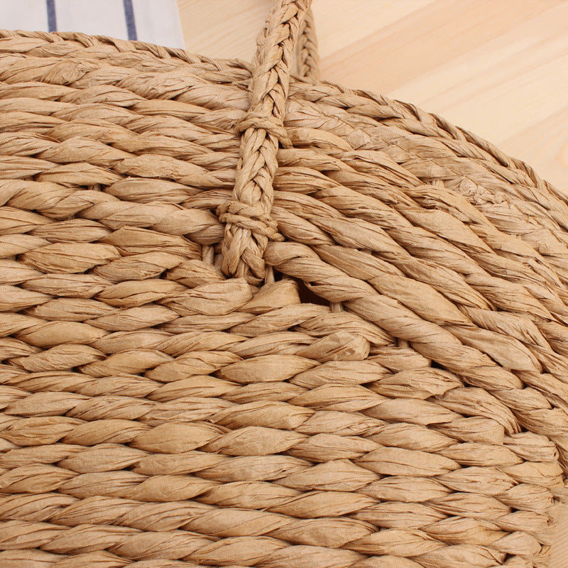 Braided Beach Bag Made of Natural Bast with Sturdy Handles Bowlift