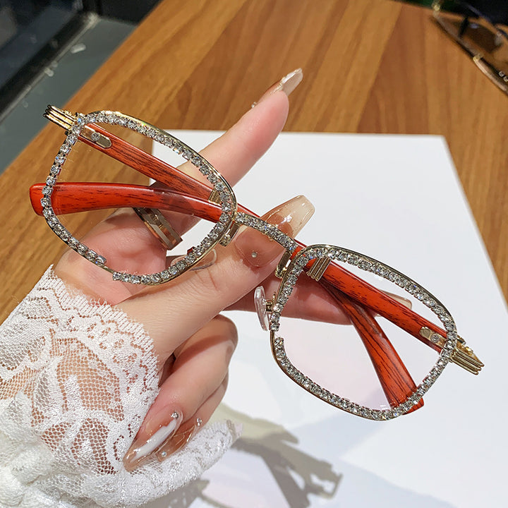 Women’s sunglasses with rhinestone-accented frame and modern wood design Bowlift
