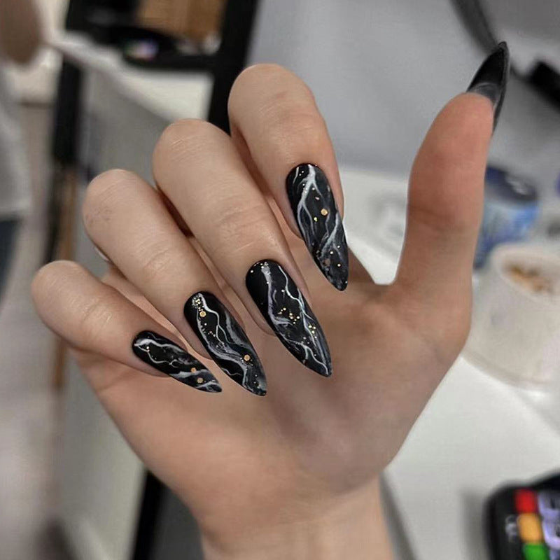 Elegant Marble Effect Press-On Nails Bowlift