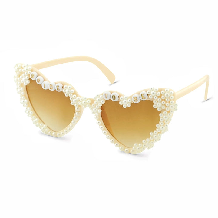 Heart-Shaped Bridal Sunglasses with Pearl Accents Bowlift