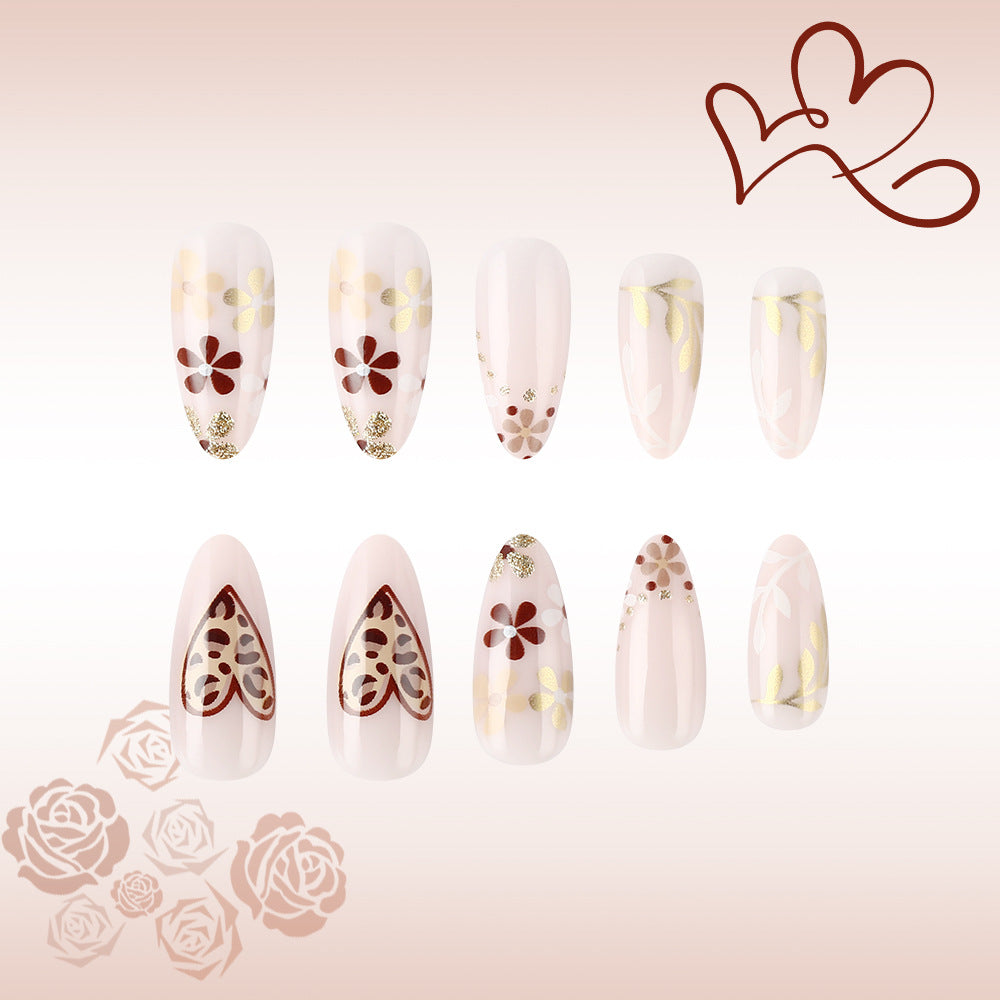 Artistic Floral Design Press-On Nails Bowlift