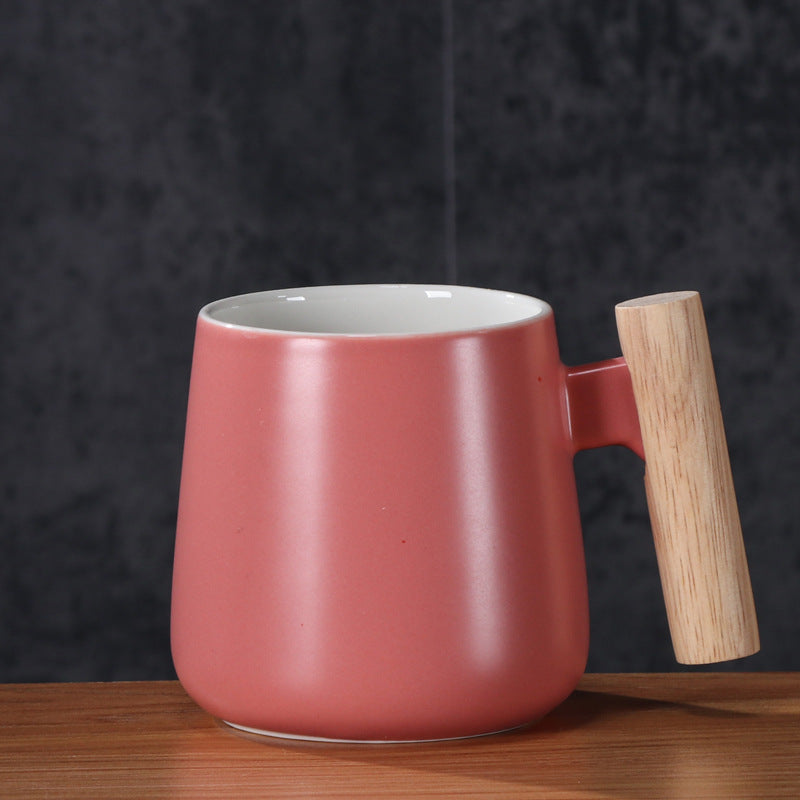 Ceramic Coffee Mug with Ergonomic Wooden Handle Bowlift