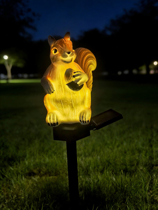 Whimsical Solar-Powered Squirrel Garden Stake Light With Integrated Solar Panel And Warm LED Glow Bowlift