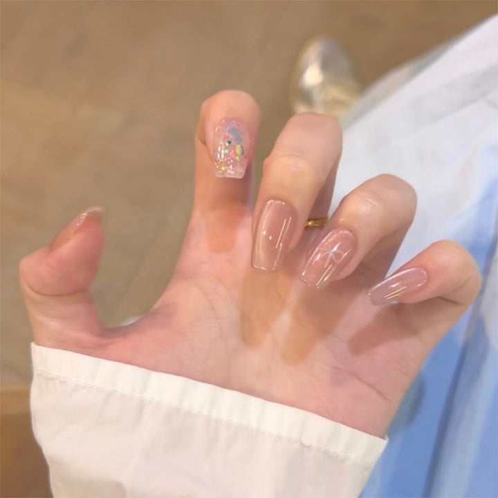 Artful Nail Extensions with Colorful Accents Bowlift