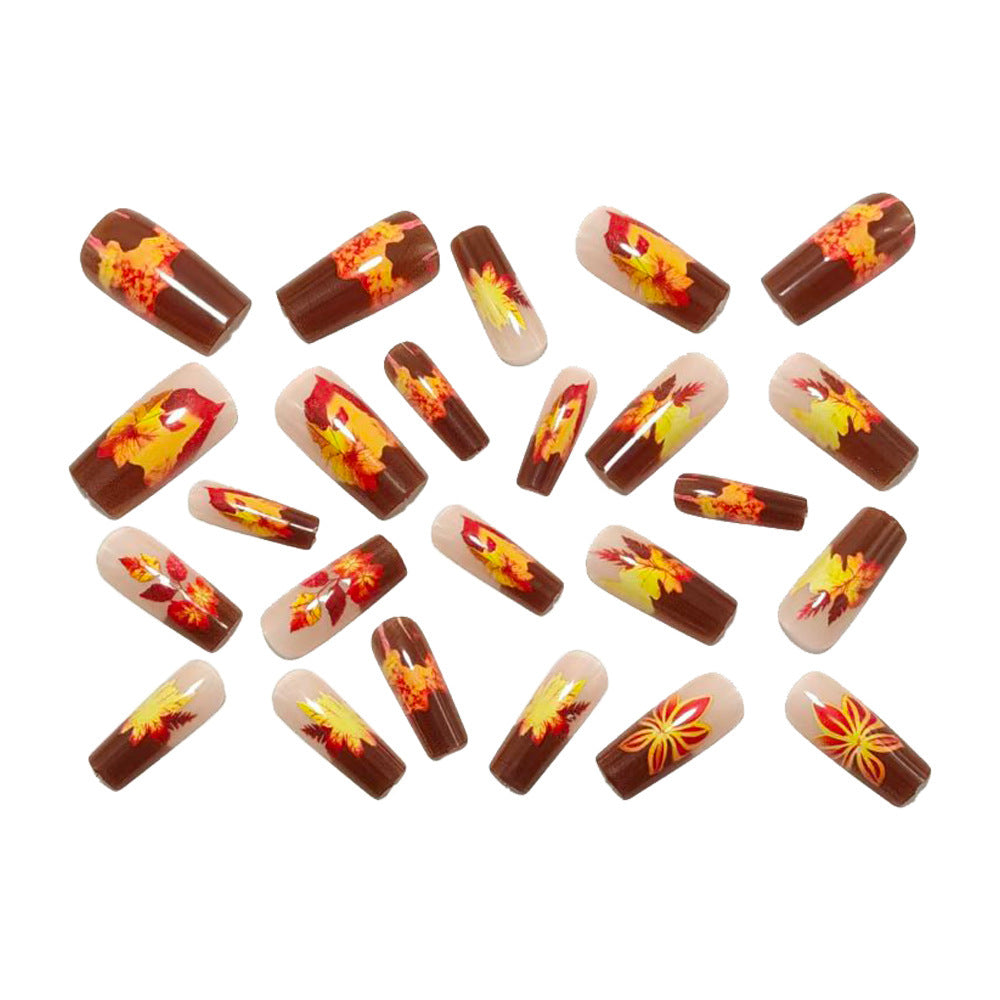 Artificial nails in elegant autumn design with leaf motifs Bowlift