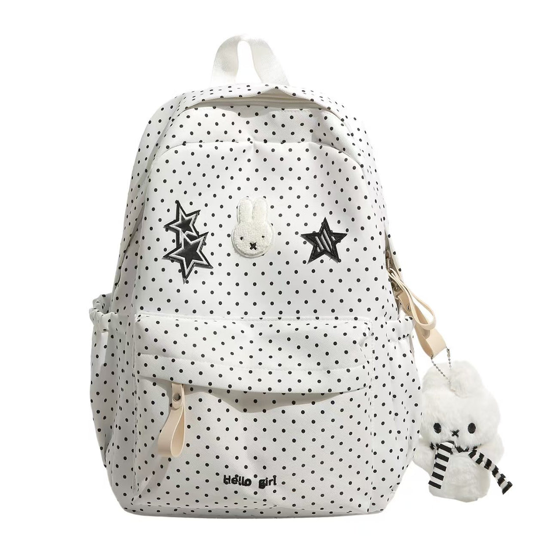 Trendy Polka Dot Canvas Backpack Bowlift