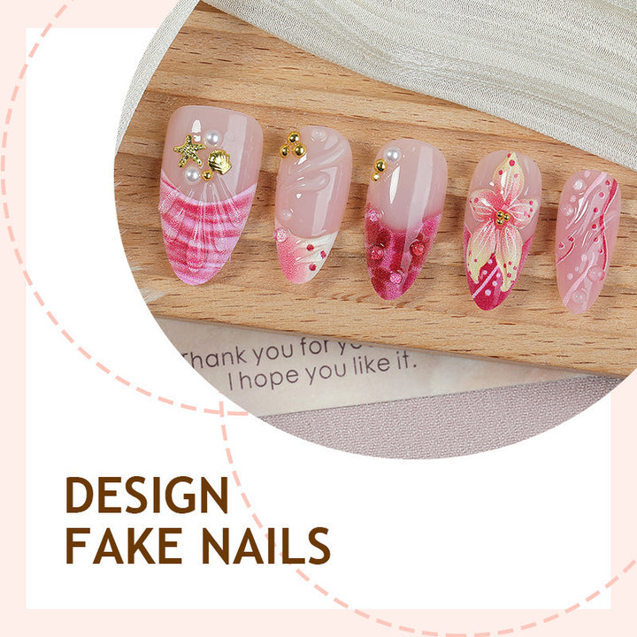 Creative nail art set with romantic flower pattern and sparkling accents Bowlift