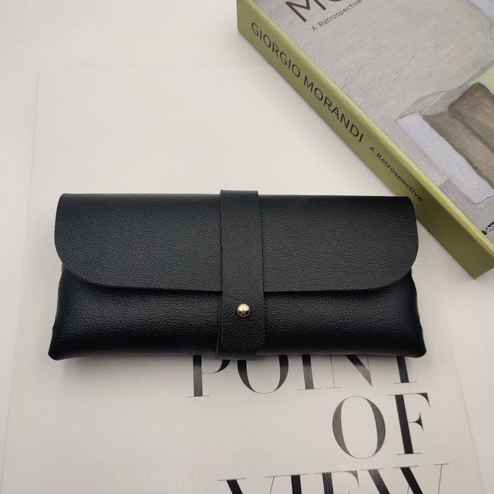 Soft PU Leather Sunglasses Roll-Up Case with Snap Strap Bowlift