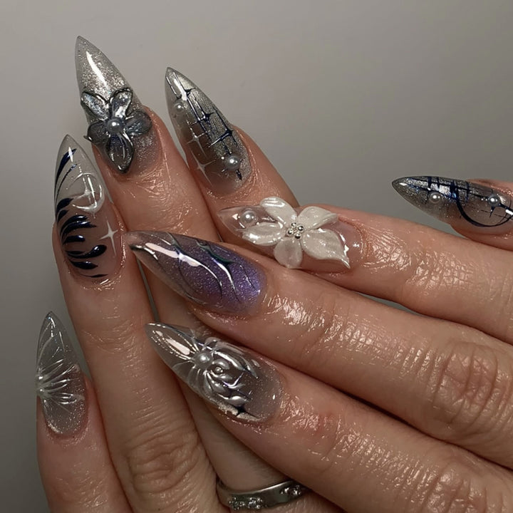 Artful nail art with floral accents Bowlift