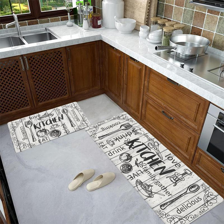 Anti-Fatigue Memory Foam Kitchen Runner and Square Mat Set with Non-Slip Backing Bowlift