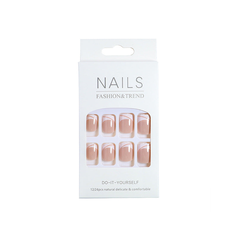 Elegant French Tip Press-On Nails Bowlift
