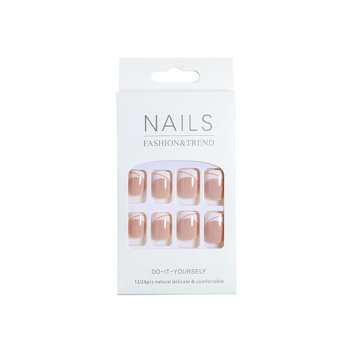 Elegant French Tip Press-On Nails Bowlift