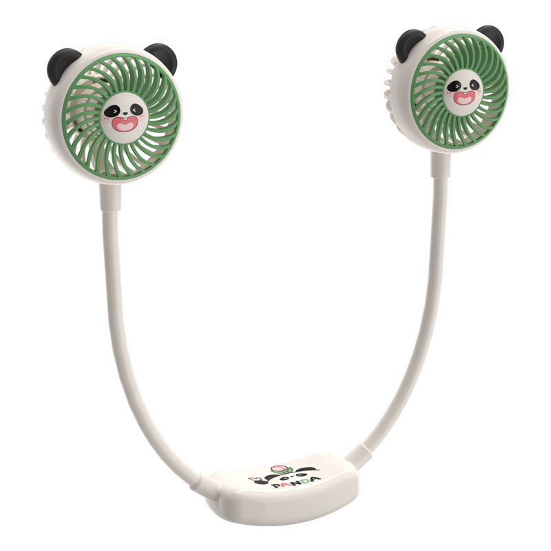Women Portable Anime Fan with Dual Panda Design Bowlift