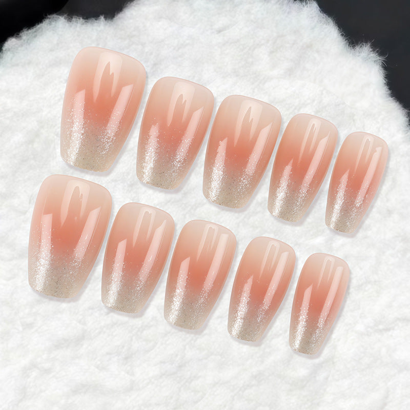 Glossy French Tip Press-On Nails with Glitter Accents Bowlift