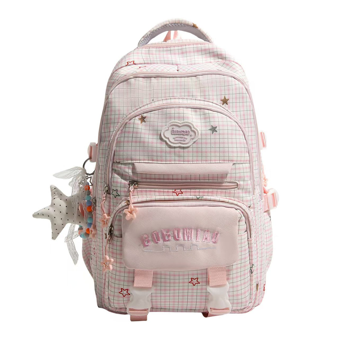 Multi-Pocket Star-Embellished Backpack Bowlift