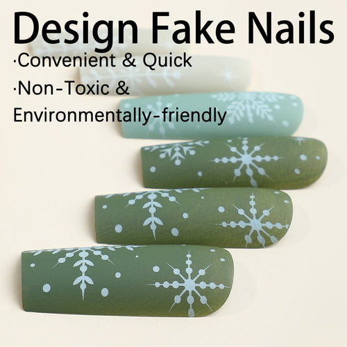 Artificial nail set with wintry snow motif Bowlift