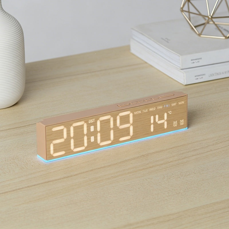 Digital alarm clock with wood look and temperature display Bowlift