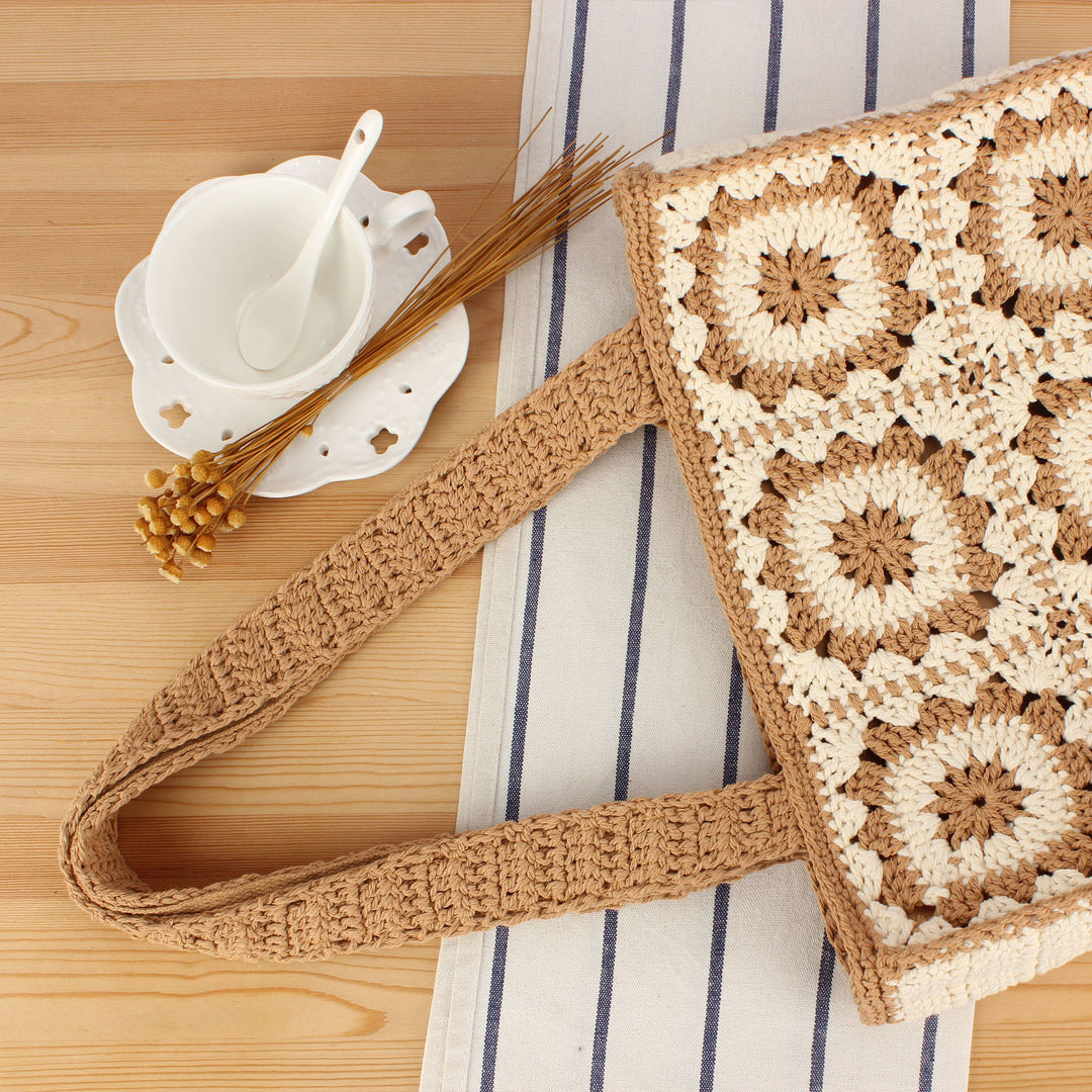 Macramé Shopper with Floral Design Bowlift