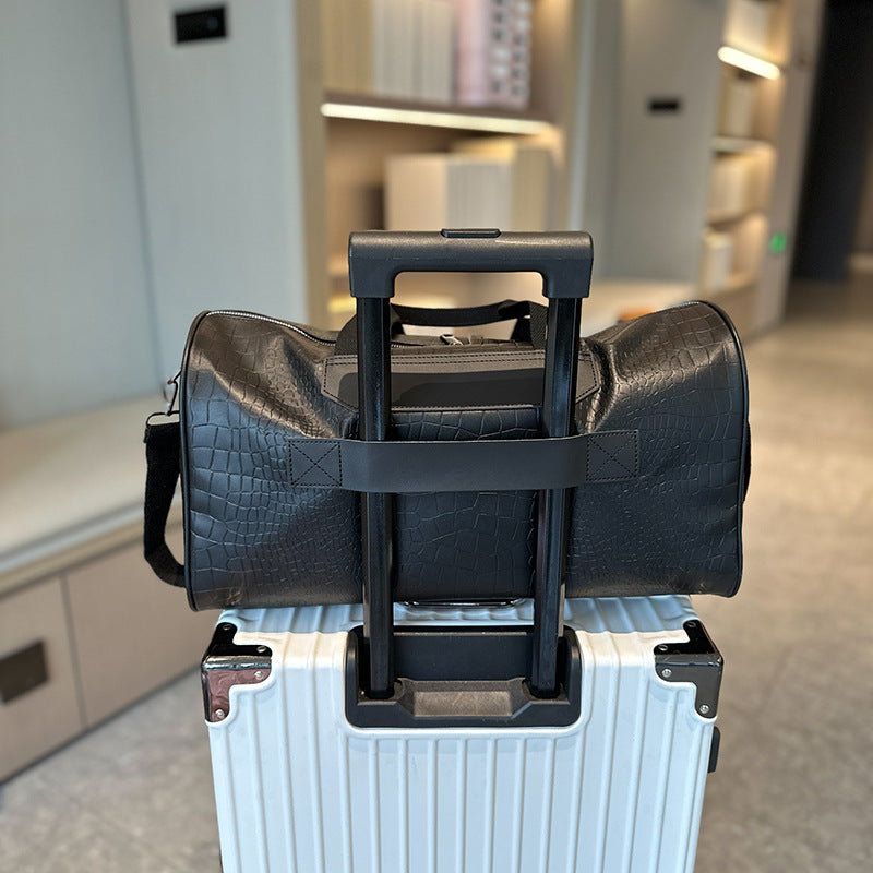 Elegant Travel Bag Made of Durable Artificial Leather with Crocodile Pattern Bowlift