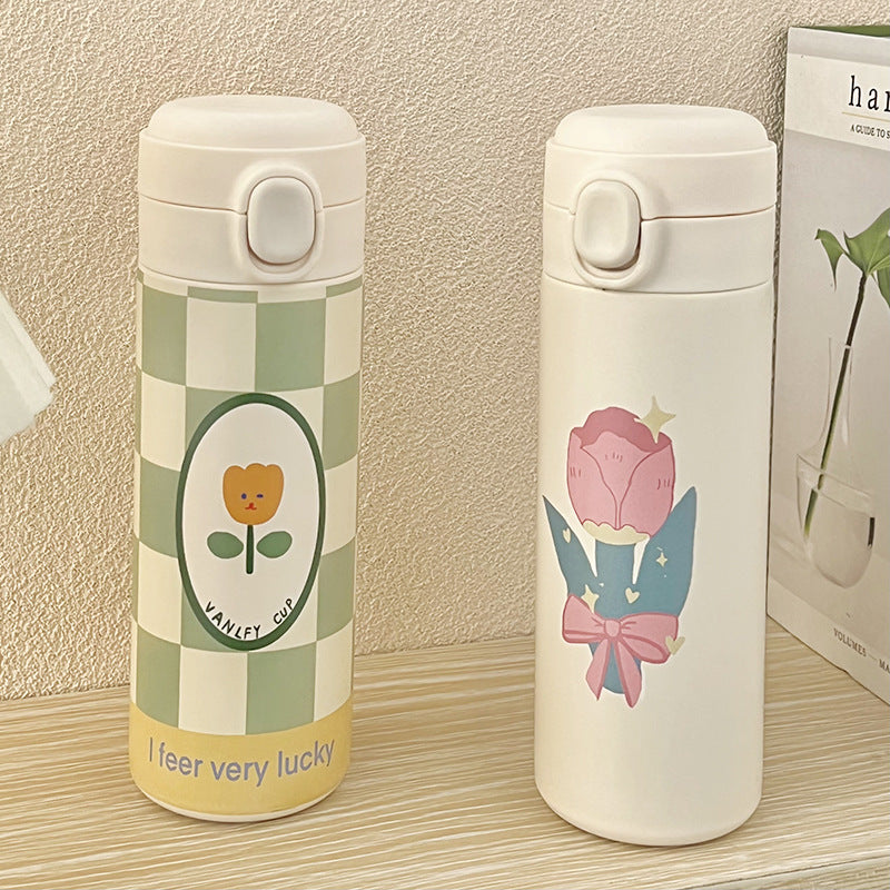 Women's Insulated Drinking Bottle with Innovative Leak Proof Bowlift