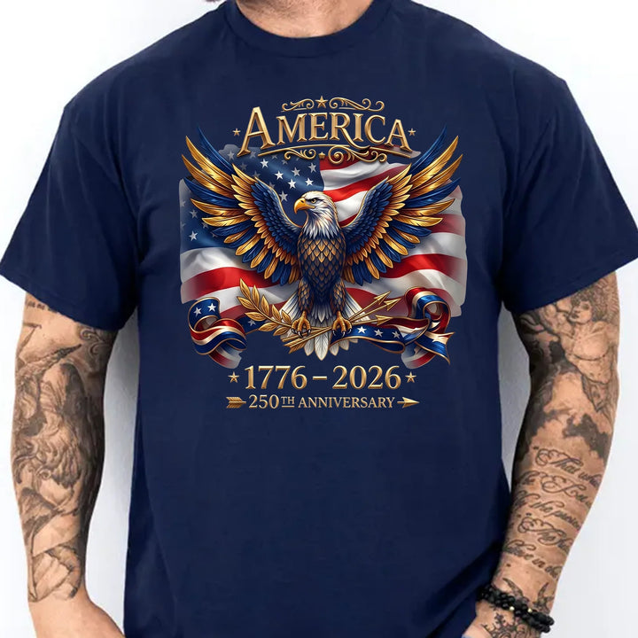Unisex nan patriotic anniversary eagle graphic crewneck tee with flag print Bowlift