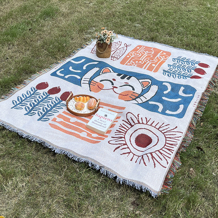 Playful Cartoon-Themed Throw Blanket