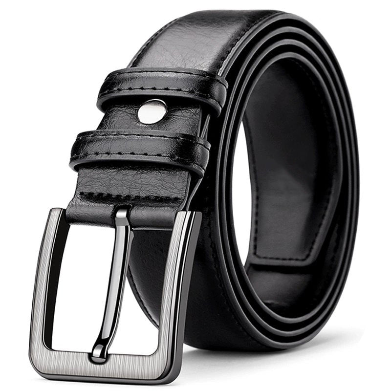 Classic full-grain leather dress belt with brushed metal pin buckle Bowlift