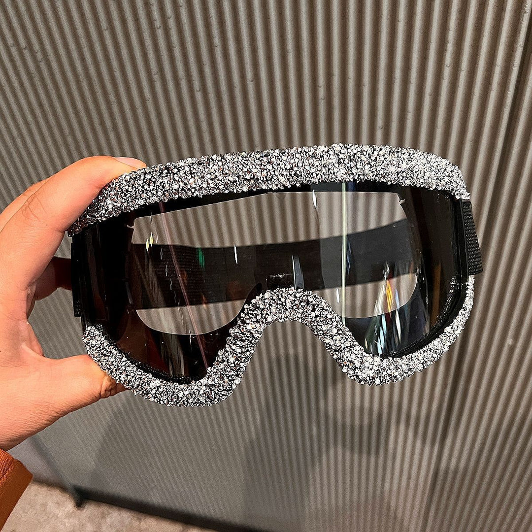 Ladies glamorous ski goggles with sparkling crystal frame Bowlift