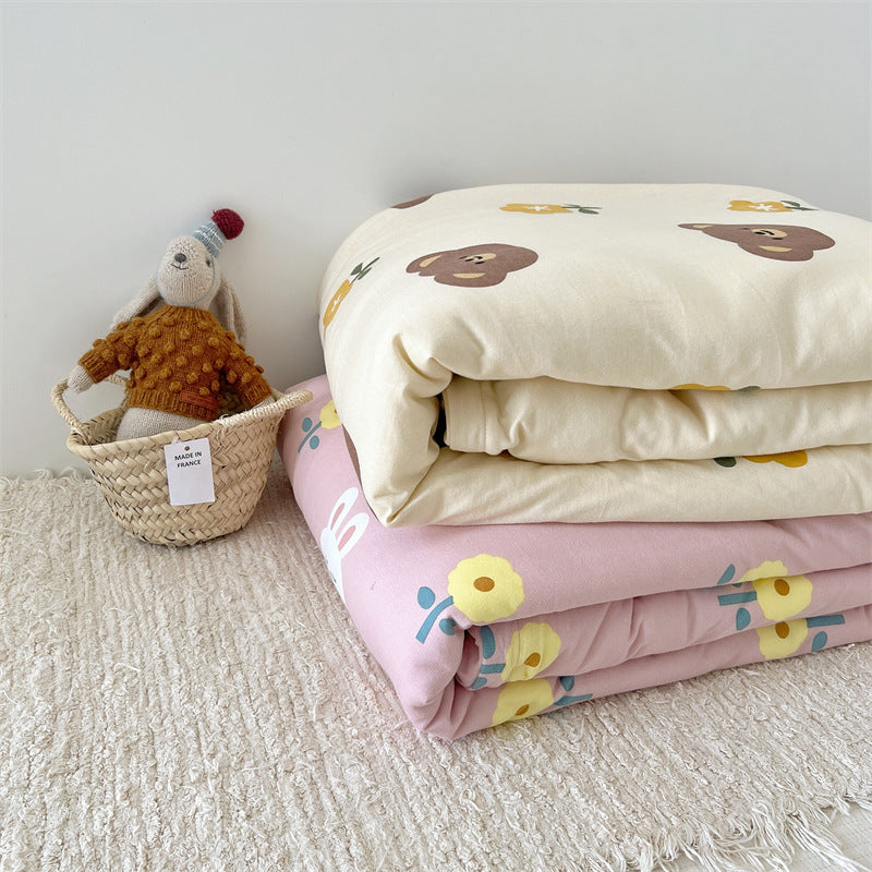Women's Cozy Cotton Blanket with Loving Bear Pattern Bowlift