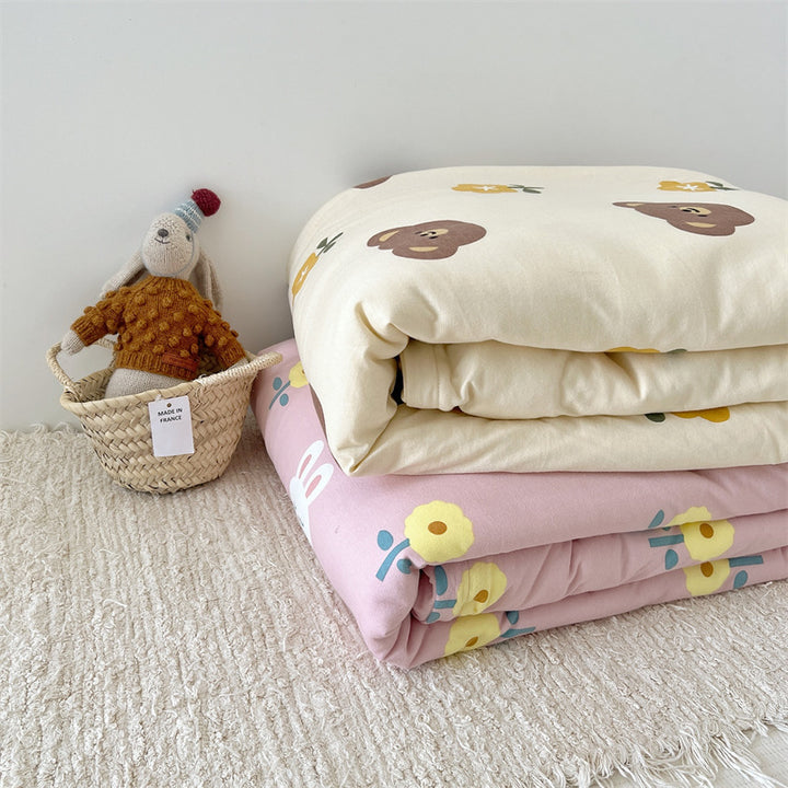 Women's Cozy Cotton Blanket with Loving Bear Pattern Bowlift