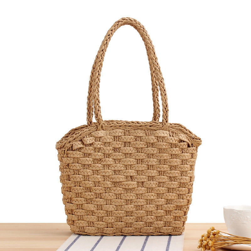 Braided shopping bag with reinforced bottom and long carrying handles Bowlift