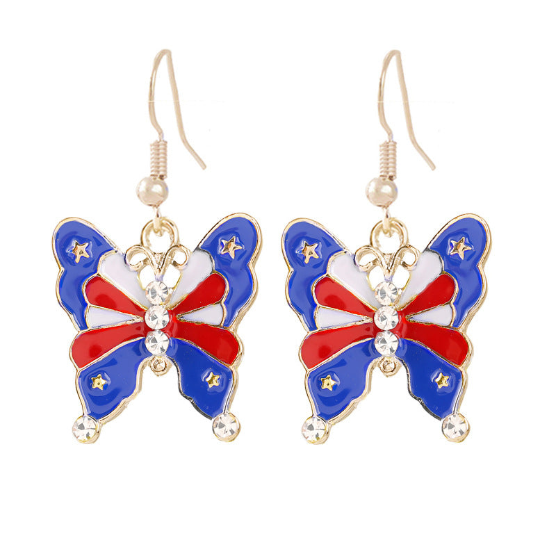 Women's nan patriotic horseshoe enamel dangle earrings with star-accented design and fishhook findings Bowlift