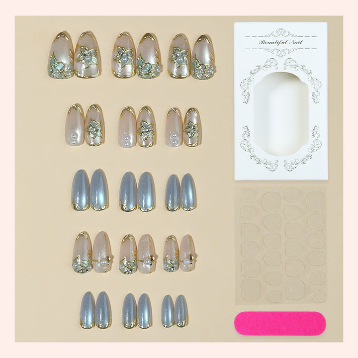 Elegant Floral Embellished Press-On Nail Set Bowlift