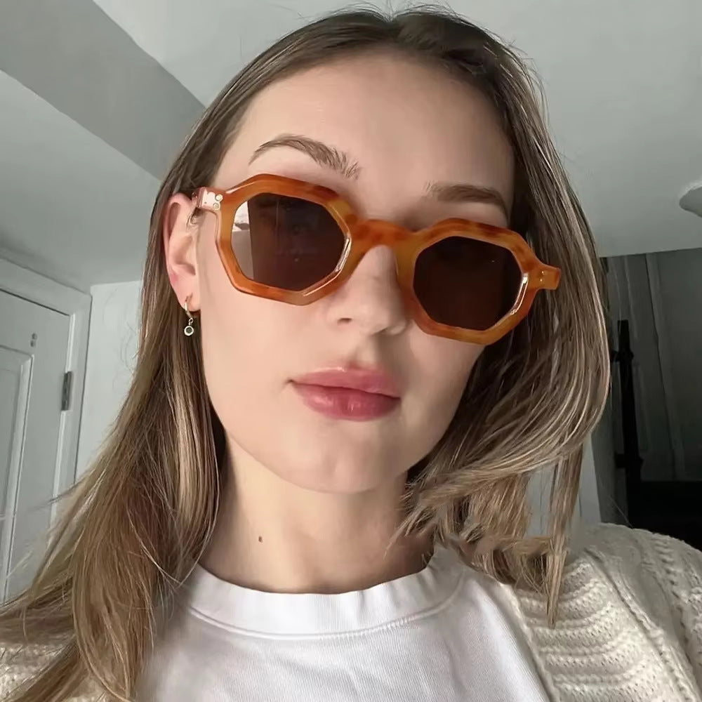 Women's octagonal sunglasses with stylish pattern and UV protection Bowlift