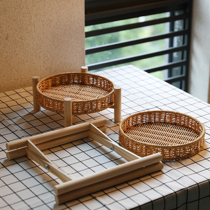 Unisex Round Storage Bowl with Wooden Legs Bowlift