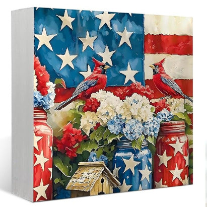 Unisex nan rustic canvas print with patriotic strawberry heart motif and vintage finish Bowlift