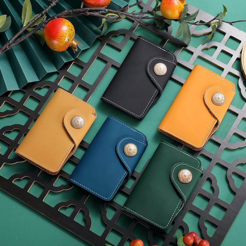 Luxury Leather Snap Closure Card Holder Bowlift