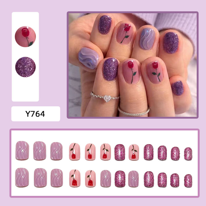 Elegant Artificial Nails with Botanical Designs Bowlift