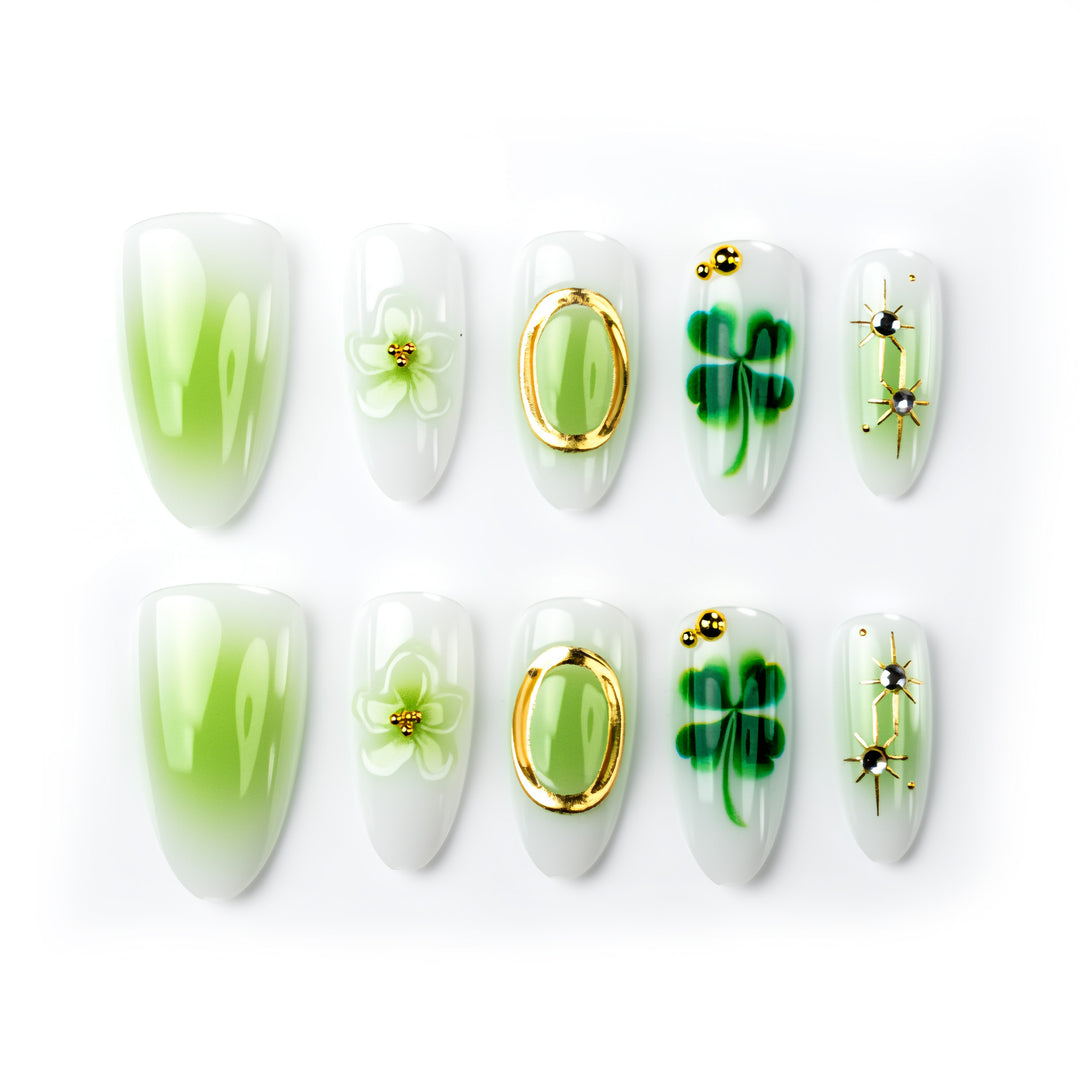 Floral Articulated Press-On Nail Set Bowlift