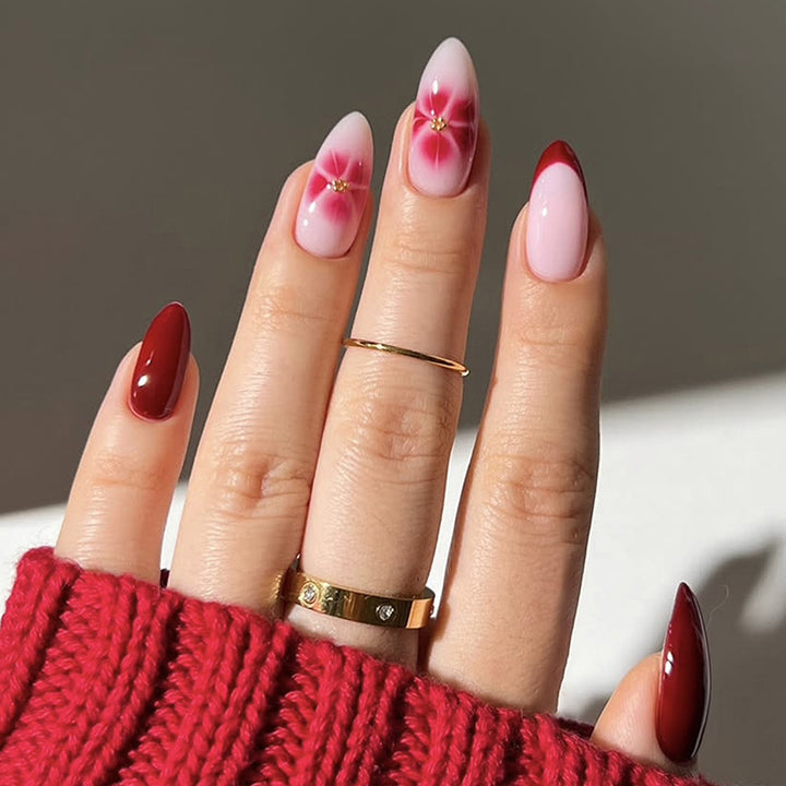 Artistic Floral Press-On Nail Set Bowlift 1788495052