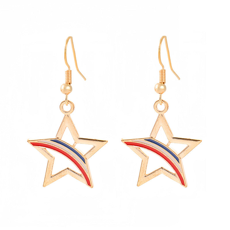 Women nan enamel horseshoe earrings with star motif and fishhook closure Bowlift