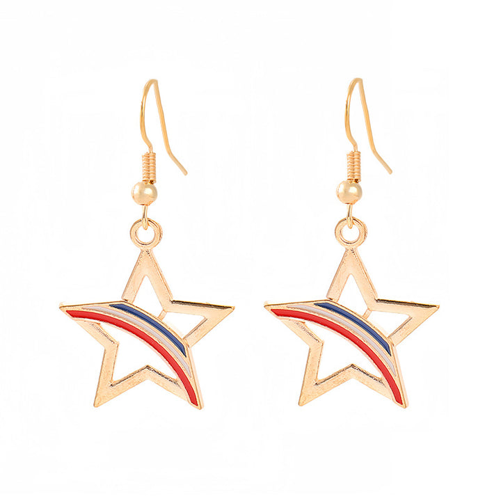 Ladies enamel earrings horseshoe with star stripe motif Bowlift