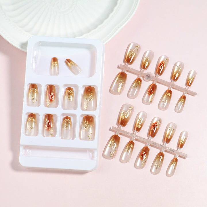 Premium Heart-Embellished Press-On Nail Set Bowlift