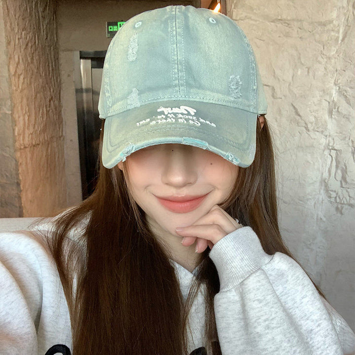 Distressed Denim Baseball Cap