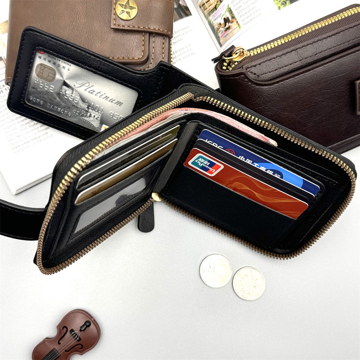 Stylish Leather Zippered Wallet