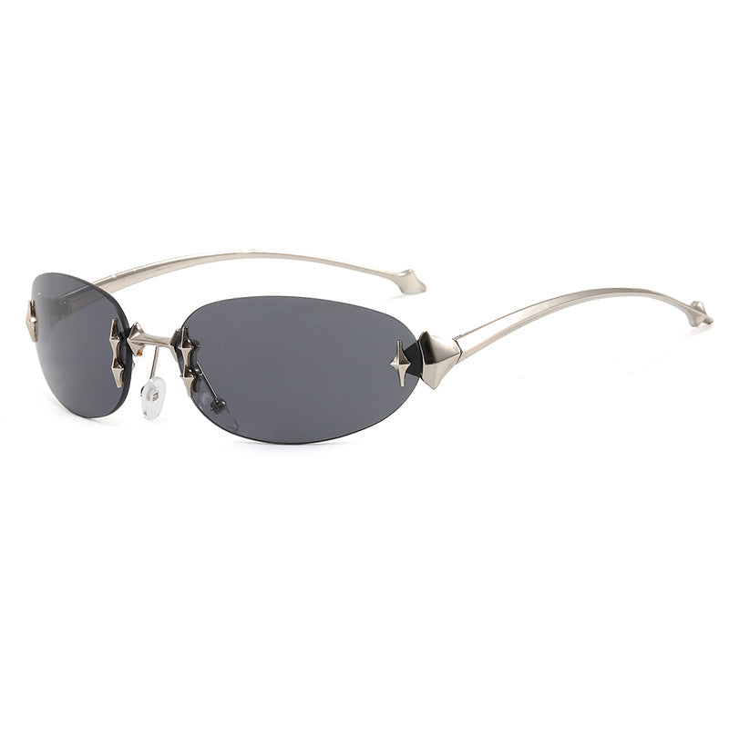 Ladies fashionable sunglasses in futuristic design with mirrored frame Bowlift