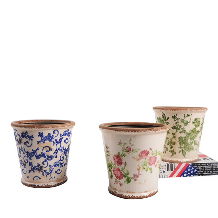 Decorative ceramic flower pot with floral design Bowlift