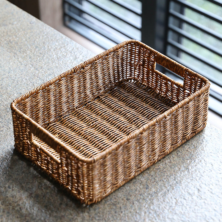 Woven Rectangular Storage Basket with Handles Bowlift